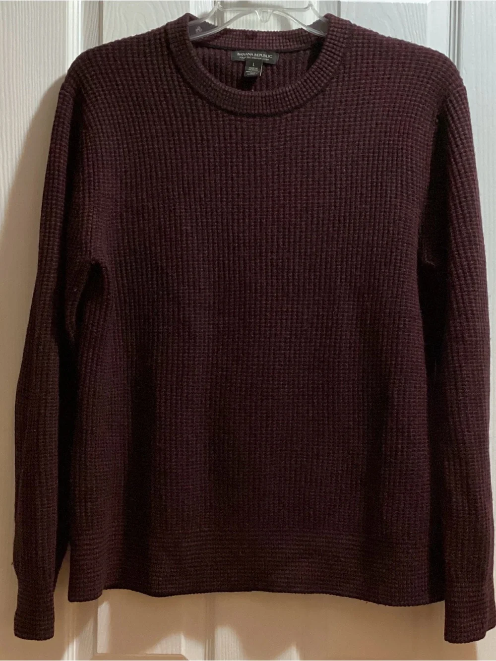 Banana Republic Men’s Waffle Knit Crewneck Sweater - Dark Burgundy